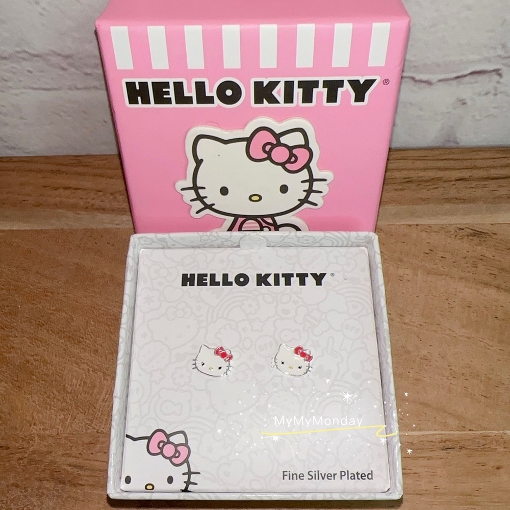 Hello Kitty Earrings Fine Silver Plated
